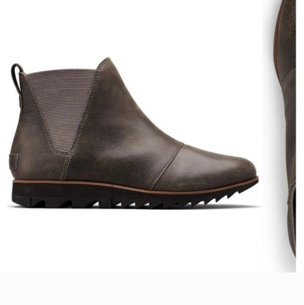 Sorel Harlow Leather Distressed Brown Bohemian Chunky Sole Chelsea Pirate Boot